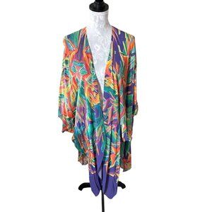Ala Von Auersperg Colorful Silk Kaftan Cover Up Swim Womens One Size NWT